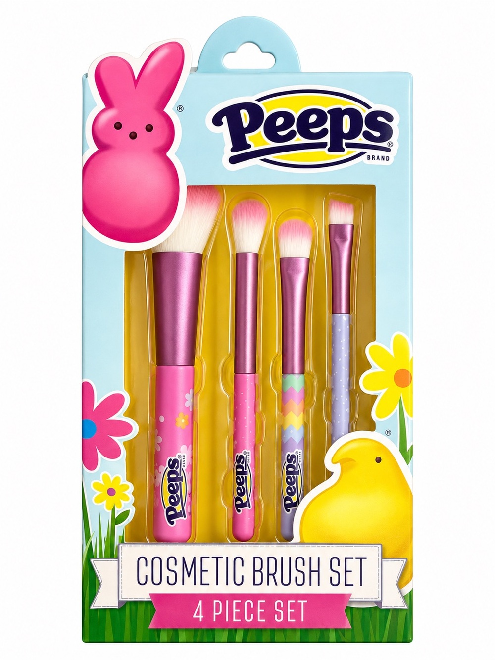 Peeps Pink & Purple Cosmetic Brush Set - 4 Piece Set